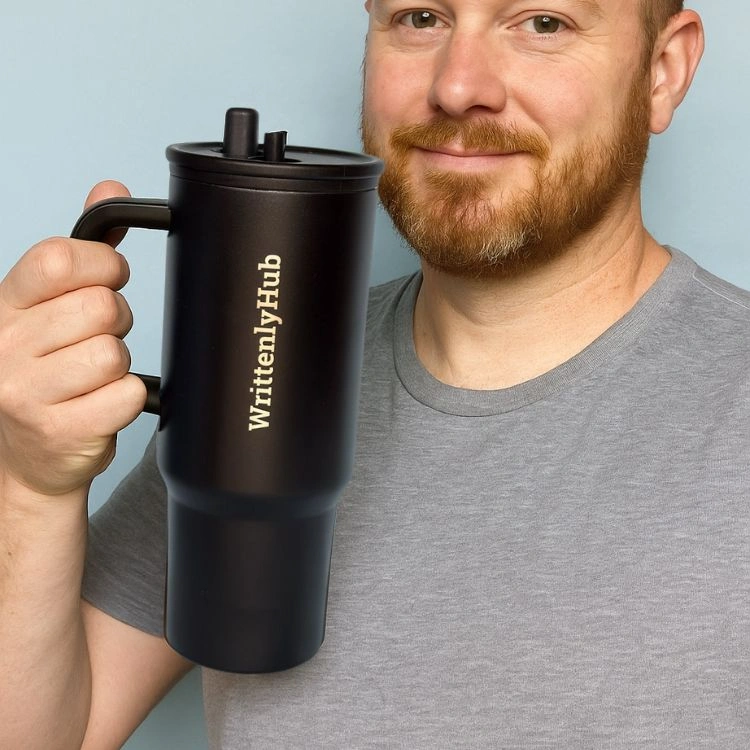 Black stainless steel tumbler for employees